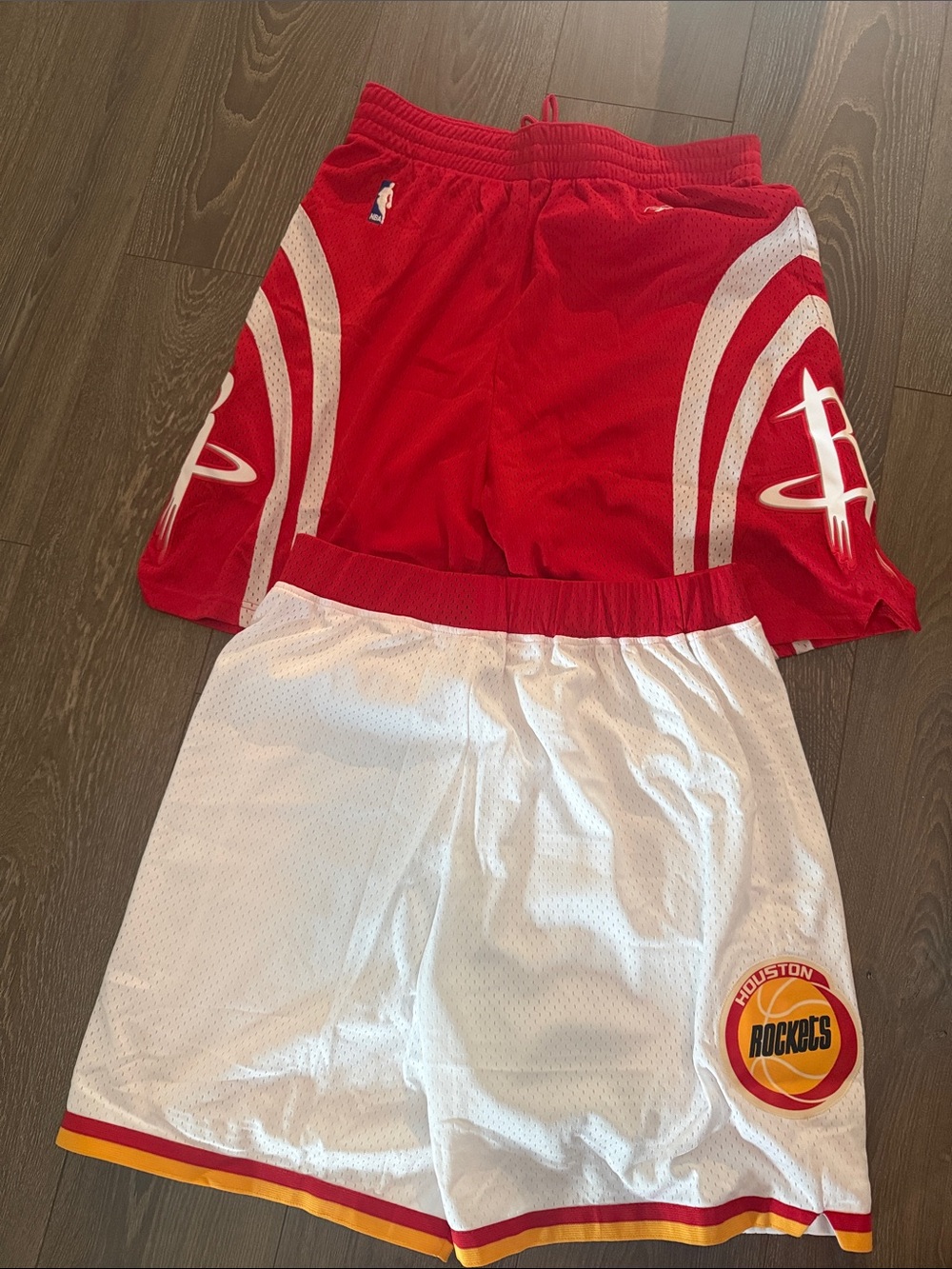 Two pairs of Team Apparel Red Houston Rockets Shorts XL